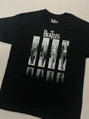The Beatles Band T-Shirt, Abbey Road With Logo Black Tee (Brand New With Tags)